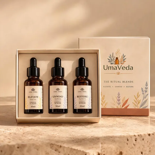 Umaveda_Unwind_Elevate_Restore_Essential_Oil_Blend_Discovery_Set
