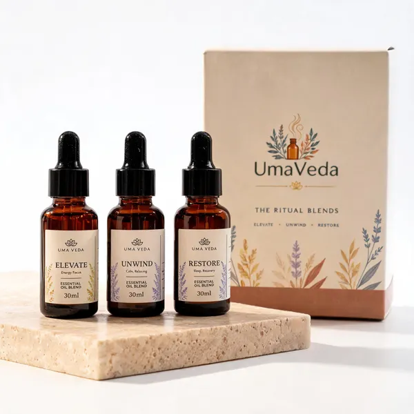 Umaveda_Unwind_Elevate_Restore_Essential_Oil_Blend_Discovery_Set