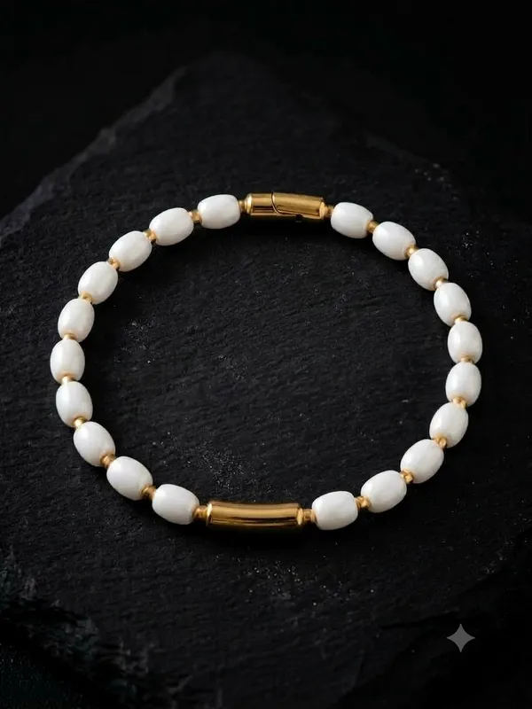 White_Gold_Beaded_Bracelet_For_Women