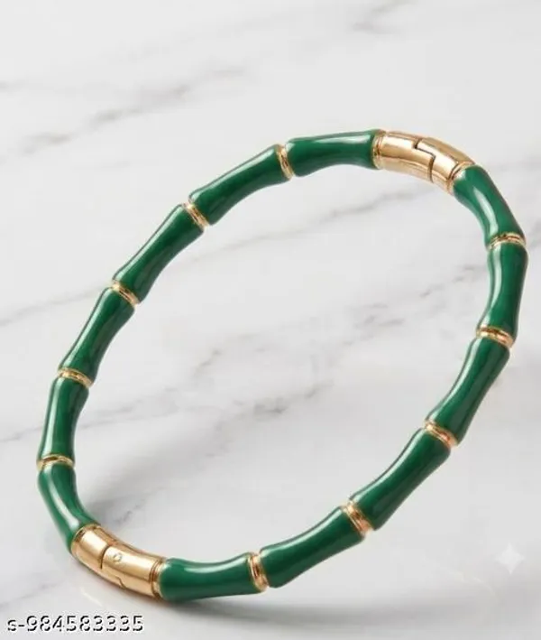 Green_&_Gold_Enamel_Bamboo_Style_Bracelet_For_Women