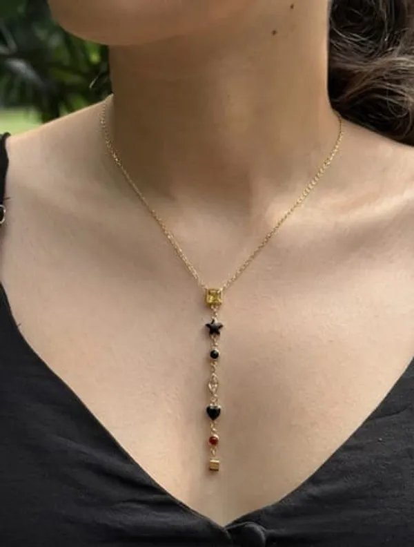 Gold_&_Multicolor_Stainless_Steel_Beaded_Pendant_Necklace_For_Women