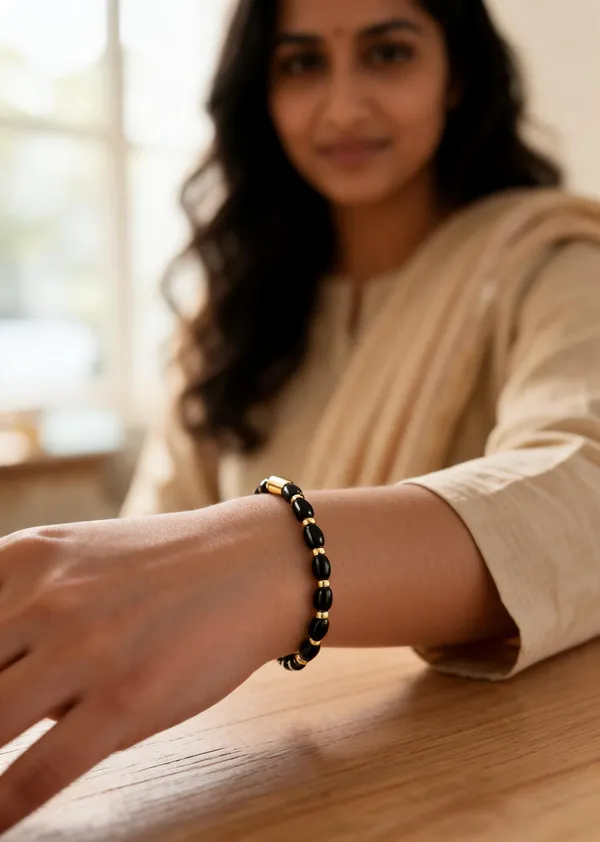 Black_&_Gold_Stainless_Steel_Beaded_Bracelet_For_Women