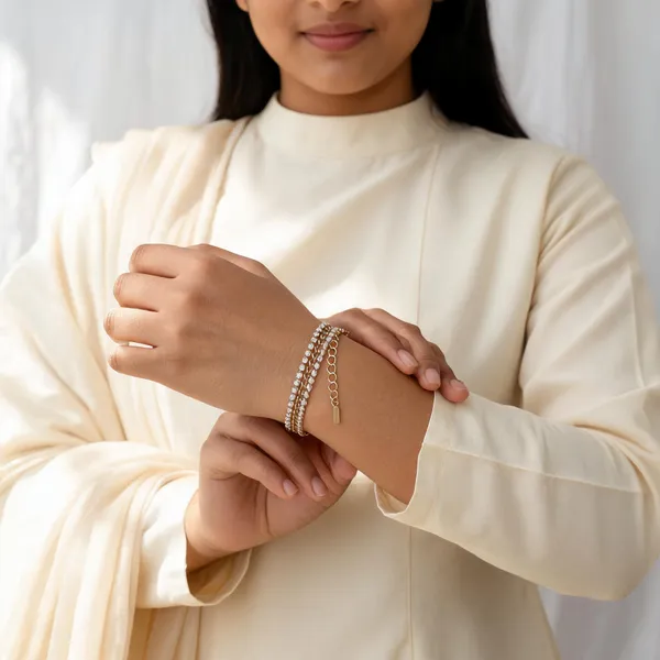 Gold_Stainless_Steel_Layered_Chain_Crystal_Bracelet_For_Women