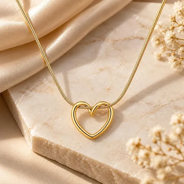 Gold_Stainless_Steel_Open_Heart_Pendant_Necklace_For_Women