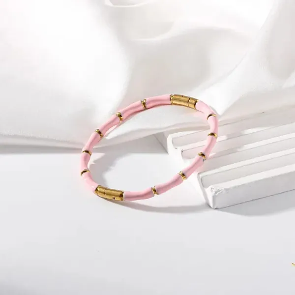 Pink_Beaded_Gold_Tone_Bracelet_for_Women
