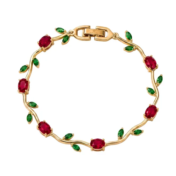Gold_Red_Green_Stone_Vine_Bracelet_For_Women