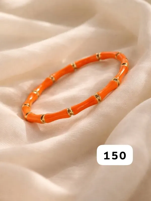 Orange_Gold_Beaded_Bracelet_For_Women