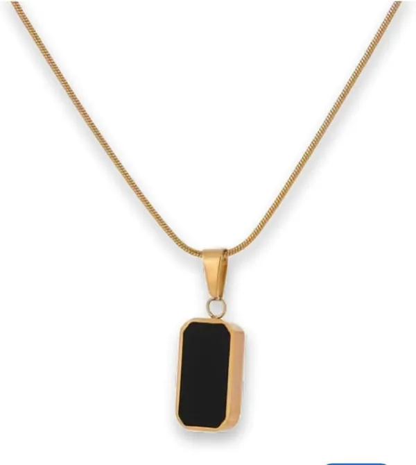 Gold_&_Black_Stainless_Steel_Rectangular_Pendant_Necklace_For_Women