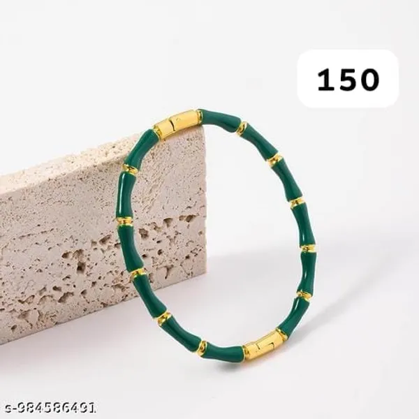 Green_&_Gold_Enamel_Bamboo_Style_Bracelet_For_Women