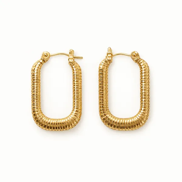 Ribbed_U_Shape_Hoop_Earrings_18k_Gold_Plated_Default_Title