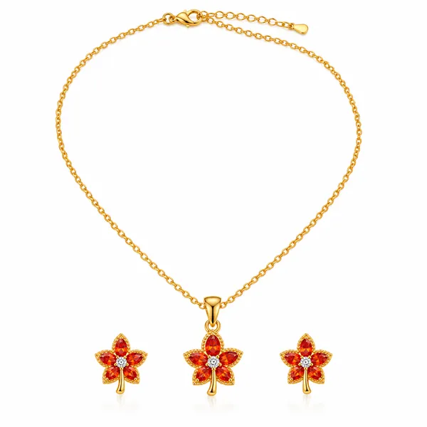 Ory_Ruby_Flower_Pendant_Earrings_Set_18k_Gold_Plated_Default_Title