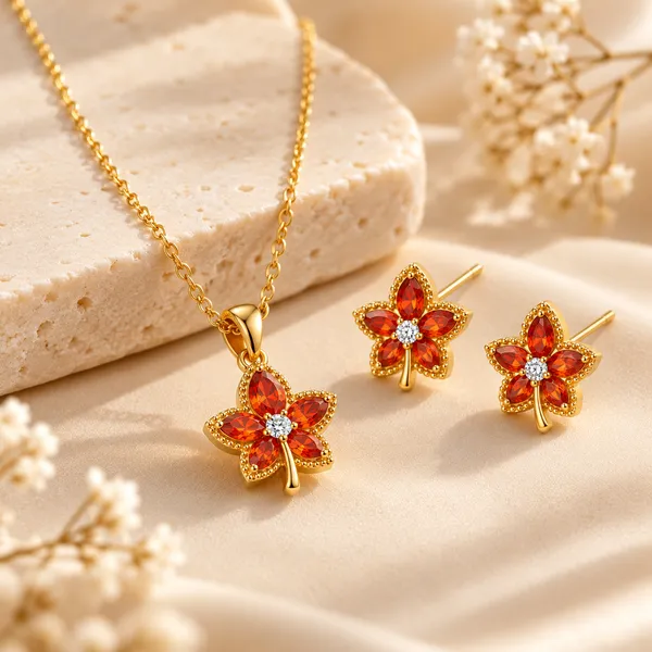 Ory_Ruby_Flower_Pendant_Earrings_Set_18k_Gold_Plated_Default_Title
