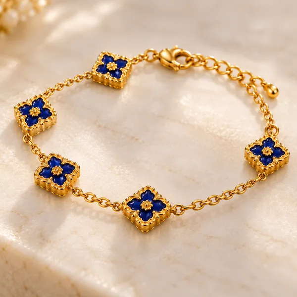 Royal_Blue_Clover_Floral_Bracelet_18k_Gold_Plated_Default_Title