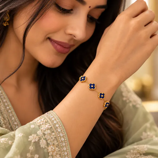 Royal_Blue_Clover_Floral_Bracelet_18k_Gold_Plated_Default_Title