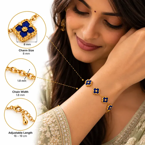 Royal_Blue_Clover_Floral_Bracelet_18k_Gold_Plated_Default_Title