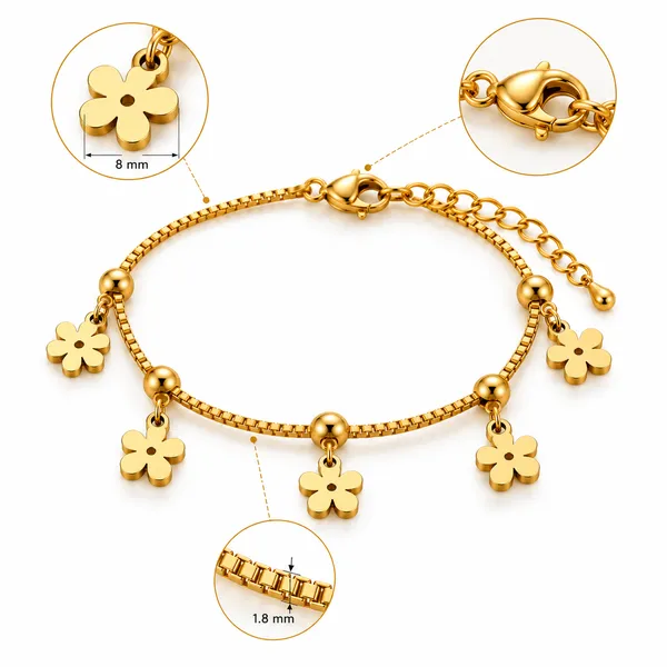 Golden_Floral_Charm_Bracelet_18k_Gold_Plated_Default_Title