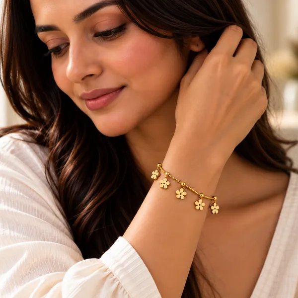 Golden_Floral_Charm_Bracelet_18k_Gold_Plated_Default_Title