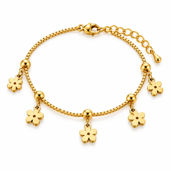 Golden_Floral_Charm_Bracelet_18k_Gold_Plated_Default_Title