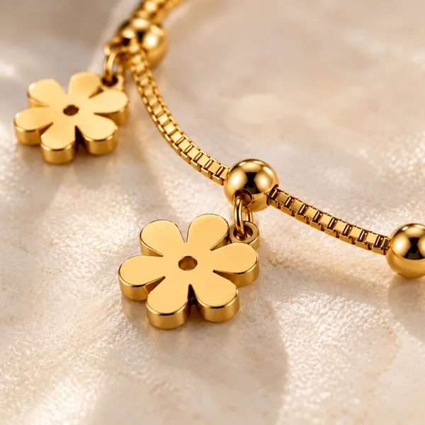 Golden_Floral_Charm_Bracelet_18k_Gold_Plated_Default_Title