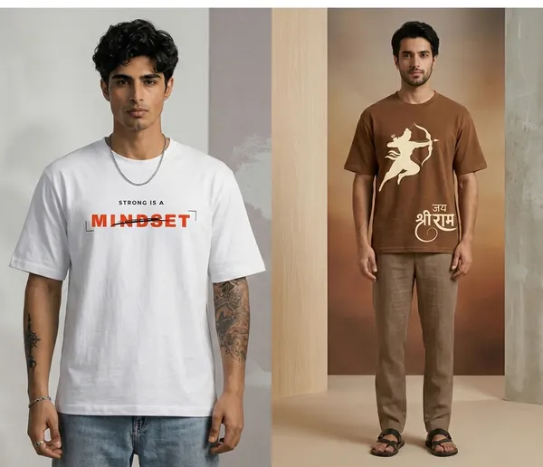 White_And_Brown_Cotton_Regular_Fit_Graphic_T-Shirt_For_Men_Pack_Of_2
