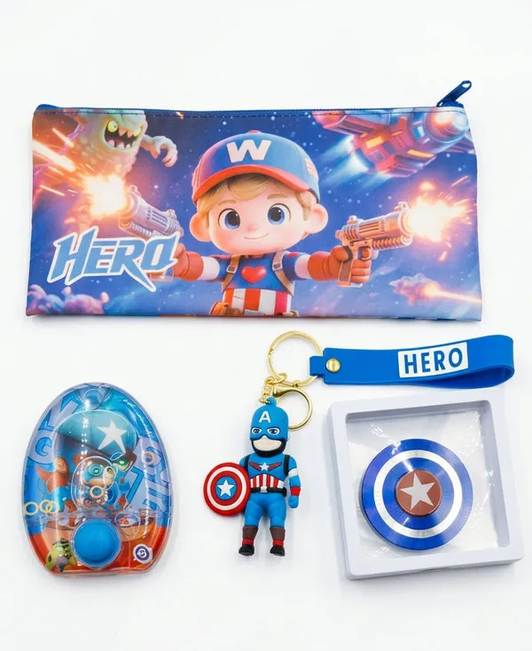 Capt_In_Merica_Multiverse_Set_A6_Faux_Leather_Pouch_Metal_Fidget_Spinner_Keychain_Water_Bubble_Shooter_Game_Default_Title