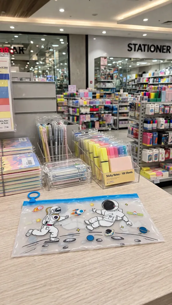 Kids_Space_Astronaut_Frosted_Zipper_Pencil_Pouch_Water_Resistant_Stationery_Organizer_With_Ring_Pull_Default_Title