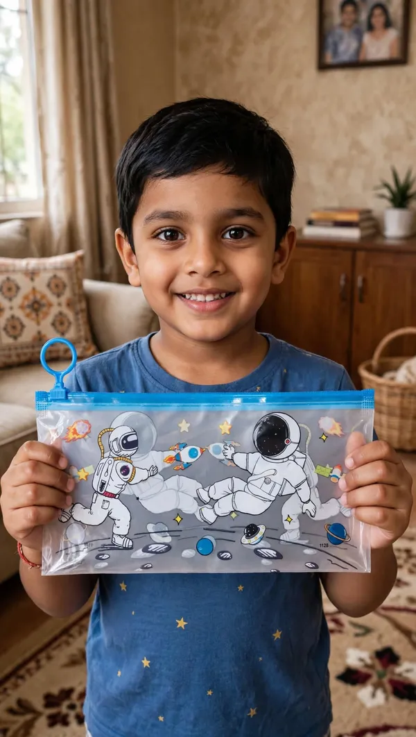 Kids_Space_Astronaut_Frosted_Zipper_Pencil_Pouch_Water_Resistant_Stationery_Organizer_With_Ring_Pull_Default_Title
