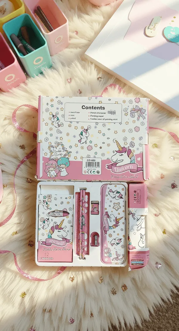 Magical_Unicorn_Kids_Stationery_Gift_Set_Metal_Pencil_Box_12_Crayons_Pencils_Ruler_Sharpener_Coloring_Scroll_Kit_Default_Title