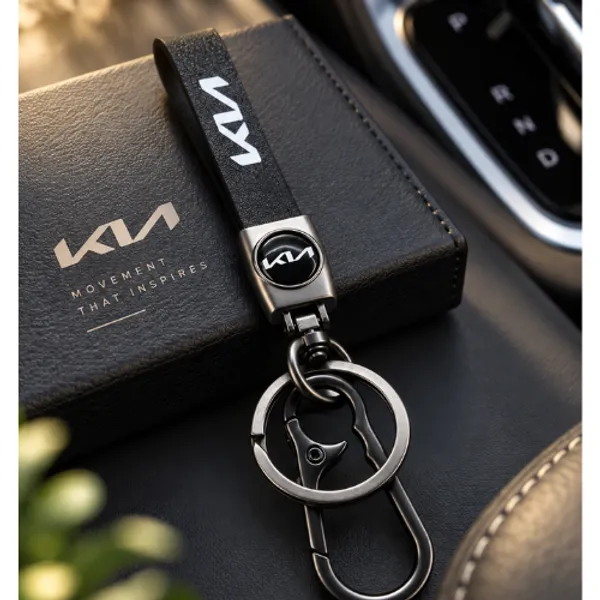 Keychain_Premium_Automotive_Kia_Black_Metal_Leather_Finish_Default_Title