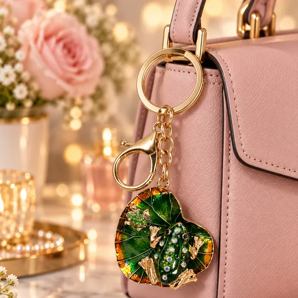 Keychain_Emerald_Frog_On_Lily_Pad_Keychain_Bag_Charm_Default_Title