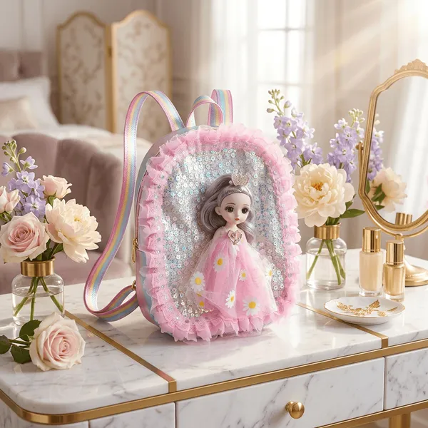 Backpack_Daisy_Princess_Doll_Backpack_For_Kids_Pink_Sequin_Lace_Design_Default_Title