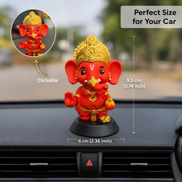 Idol_Lord_Ganesha_Red_Decorative_Showpiece_For_Car_Dashboard_Default_Title