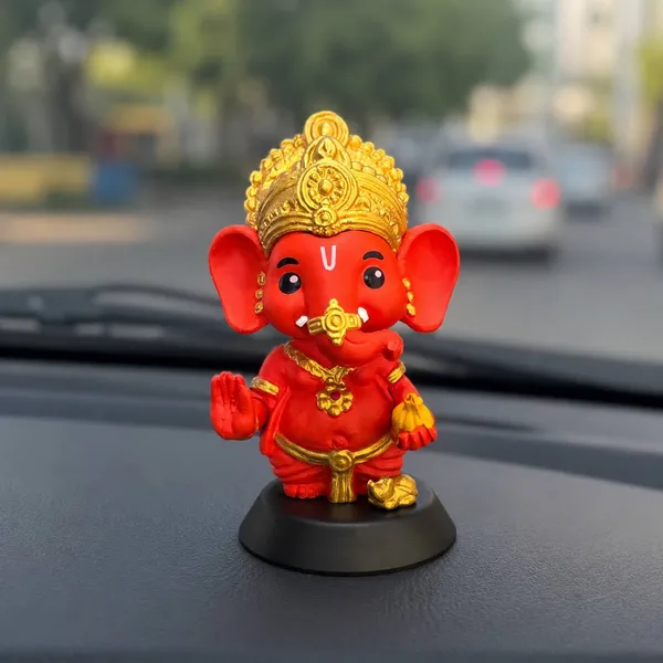 Idol_Lord_Ganesha_Red_Decorative_Showpiece_For_Car_Dashboard_Default_Title