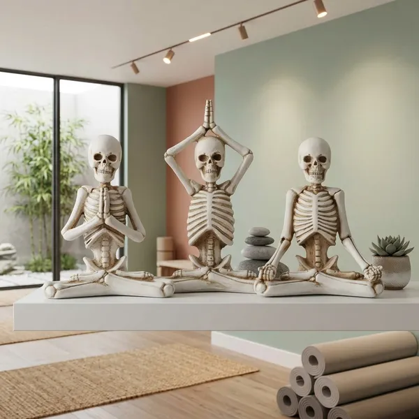 White_Yoga_Skeleton_Figurine_Set_Of_3_Default_Title