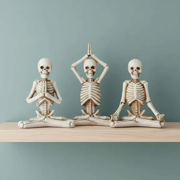 White_Yoga_Skeleton_Figurine_Set_Of_3_Default_Title