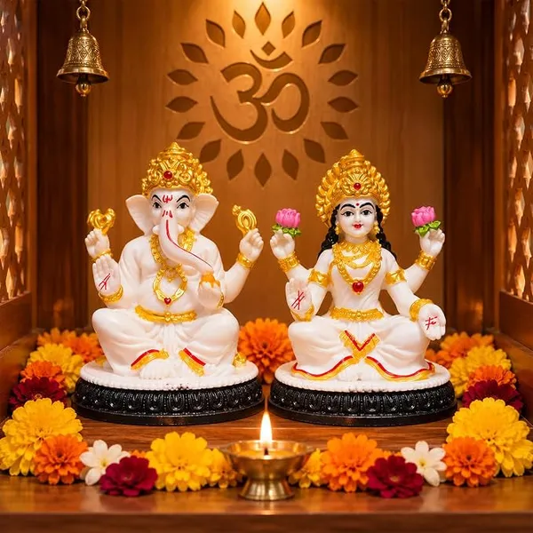 Idol_Lakshmi_Ganesh_Idol_Set_Of_2_White_Gold_Hindu_God_Statue_Default_Title
