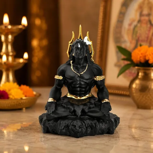 Idol_Matte_Black_And_Gold_Adiyogi_Shiva_Meditation_Default_Title