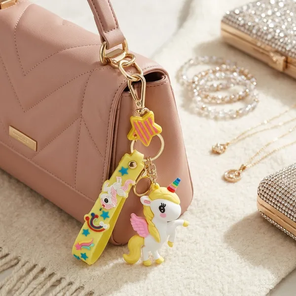 Keychain_Cute_Yellow_Unicorn_Silicone_Pvc_Default_Title
