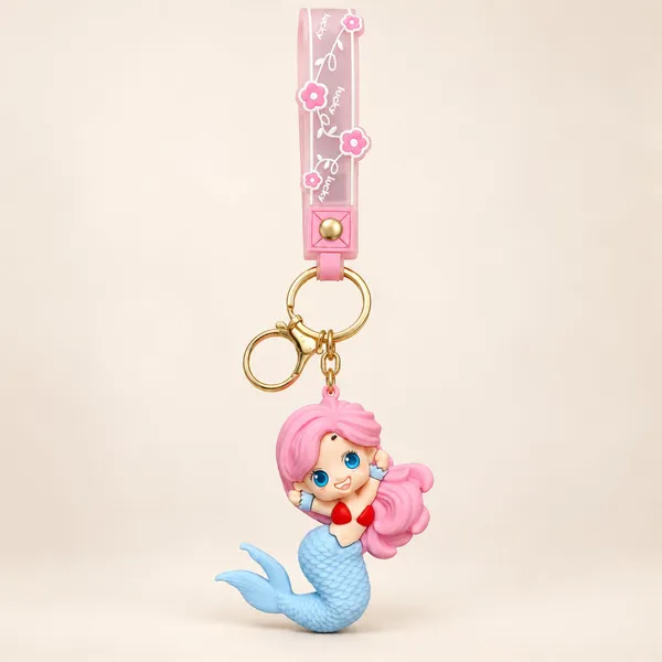 Keychain_Cute_3d_Cartoon_Mermaid_Pink