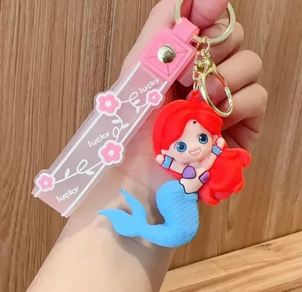 Keychain_Cute_3d_Cartoon_Mermaid_Red