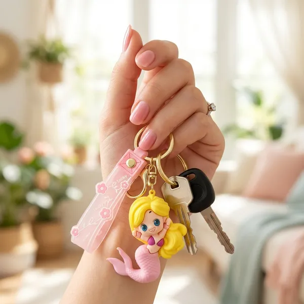 Keychain_Cute_3d_Cartoon_Mermaid_Yellow