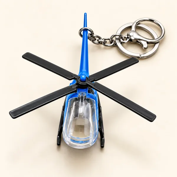 Keychain_3d_Alloy_Helicopter_Model_Multicolor_Blue