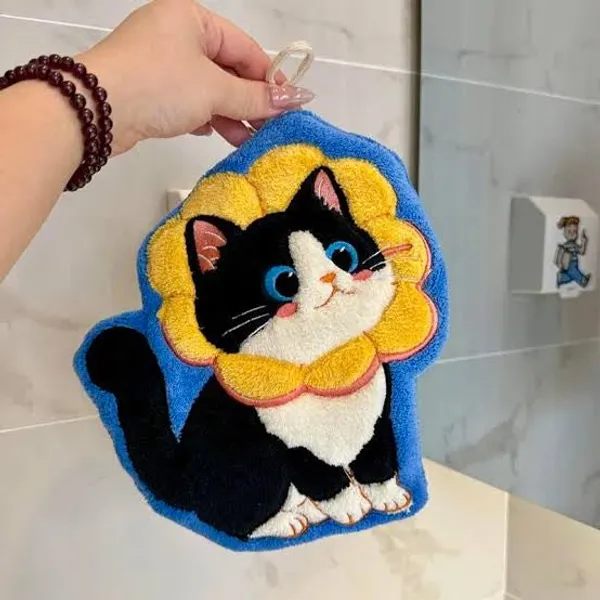 Hand_Towel_Sunflower_Cat_Hanging_Blue_Yellow_Default_Title