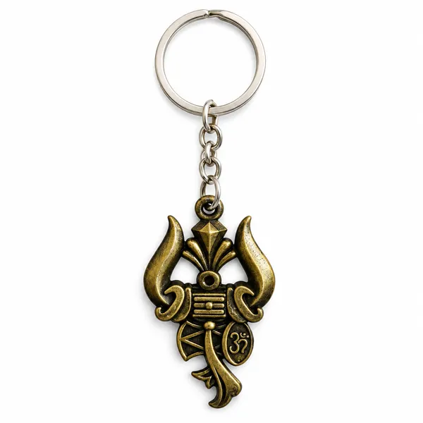 Keychain_Lord_Shiv_Shankar_Trishul_Damru_Om_Double_Side_Metal_Gold