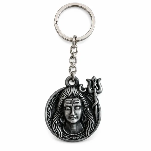 Keychain_Lord_Shiva_Antique_Face_Metal_Gray