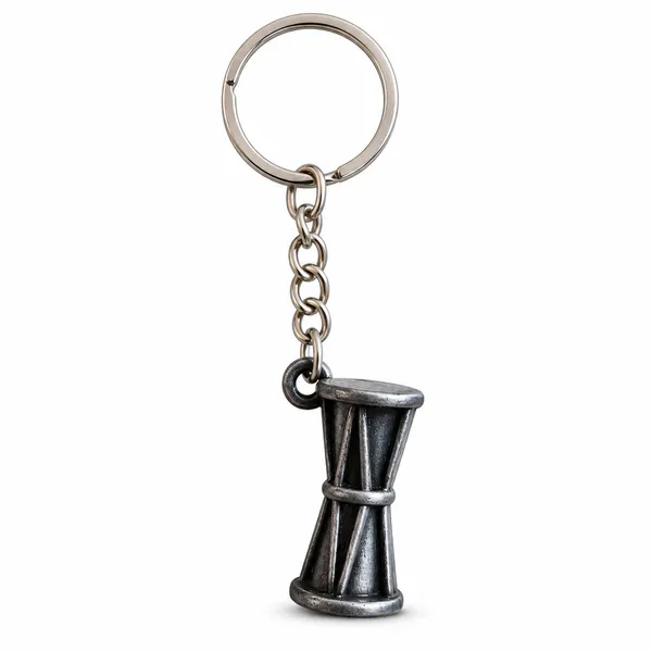 Keychain_Damru_Metal_Gray