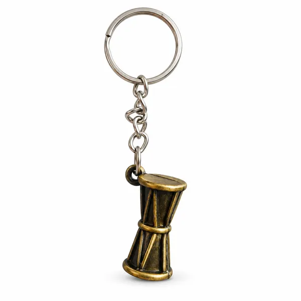 Keychain_Damru_Metal_Gold