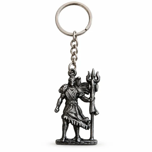 Keychain_Lord_Shiva_Mahadev_Trishul_Metal_Gray