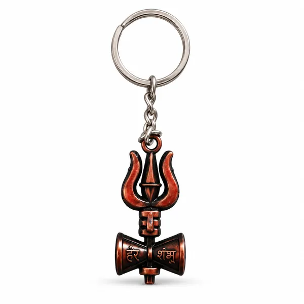 Keychain_Lord_Shiva_Trishul_Trident_And_Damru_Design_Bronze