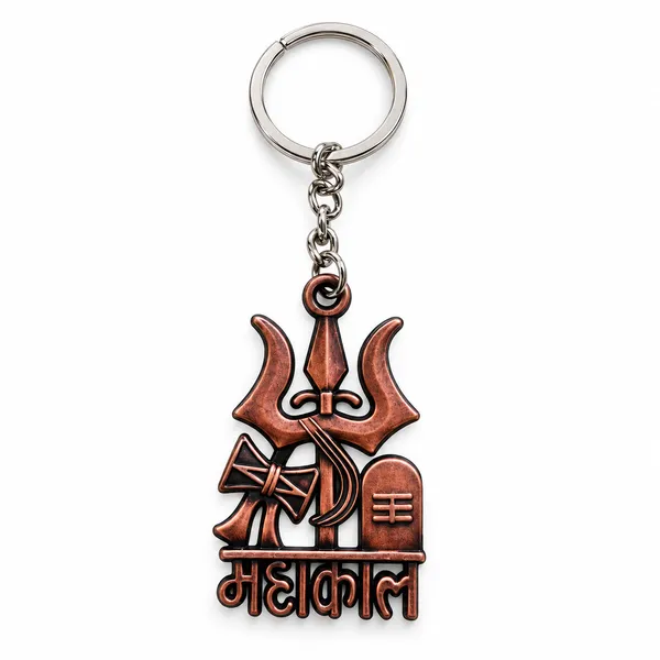 Keychain_Mahakal_Trishul_Damru_Design_Bronze